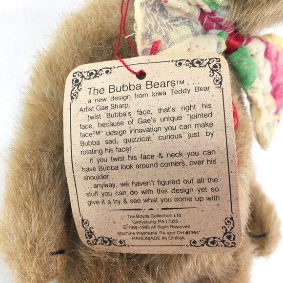 Bubba Bears Billy Ray Twist Face Artist Gae Sharp Boyds Teddy Bear Retired 1994 - Picture 6 of 11